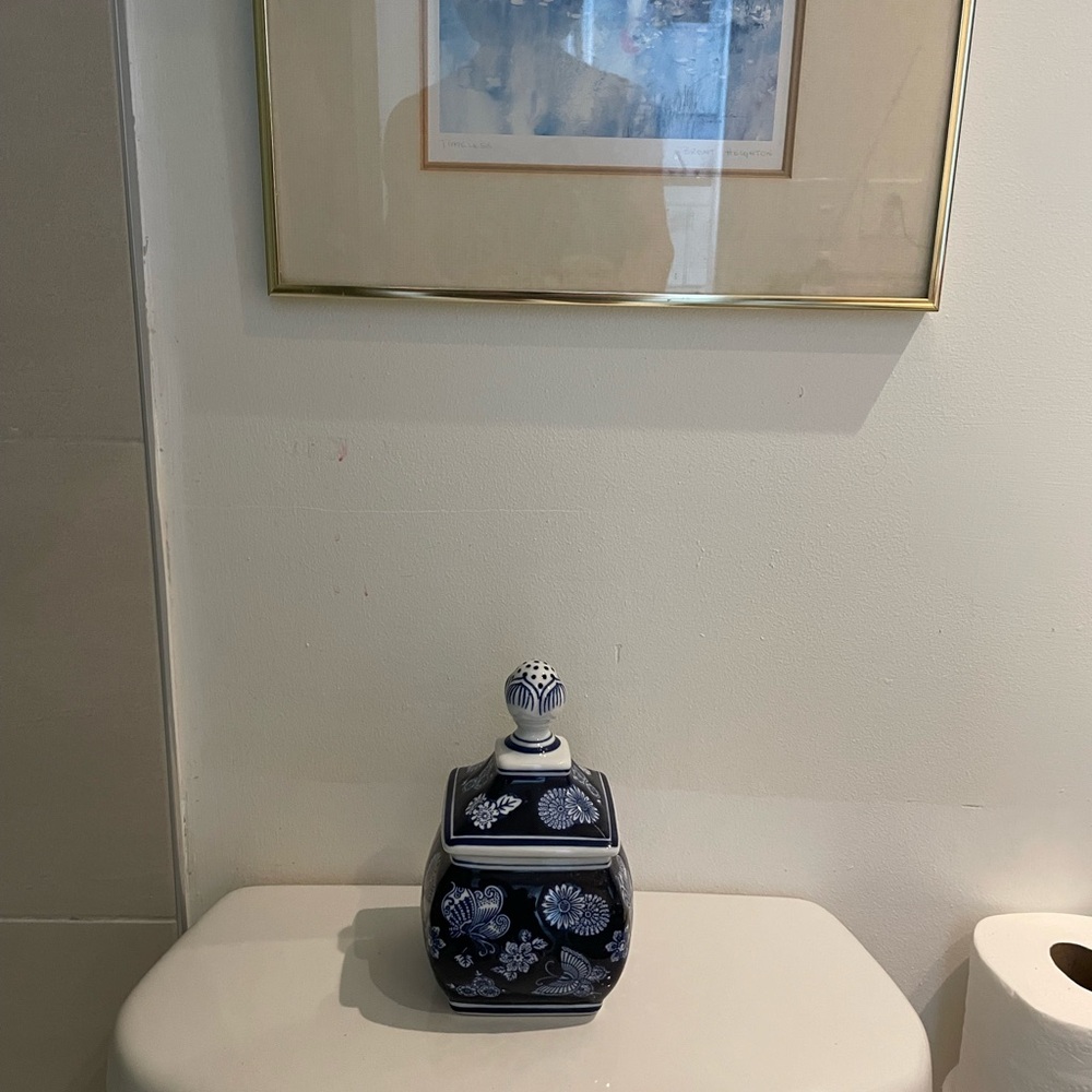 Blue and White Decorative Jar